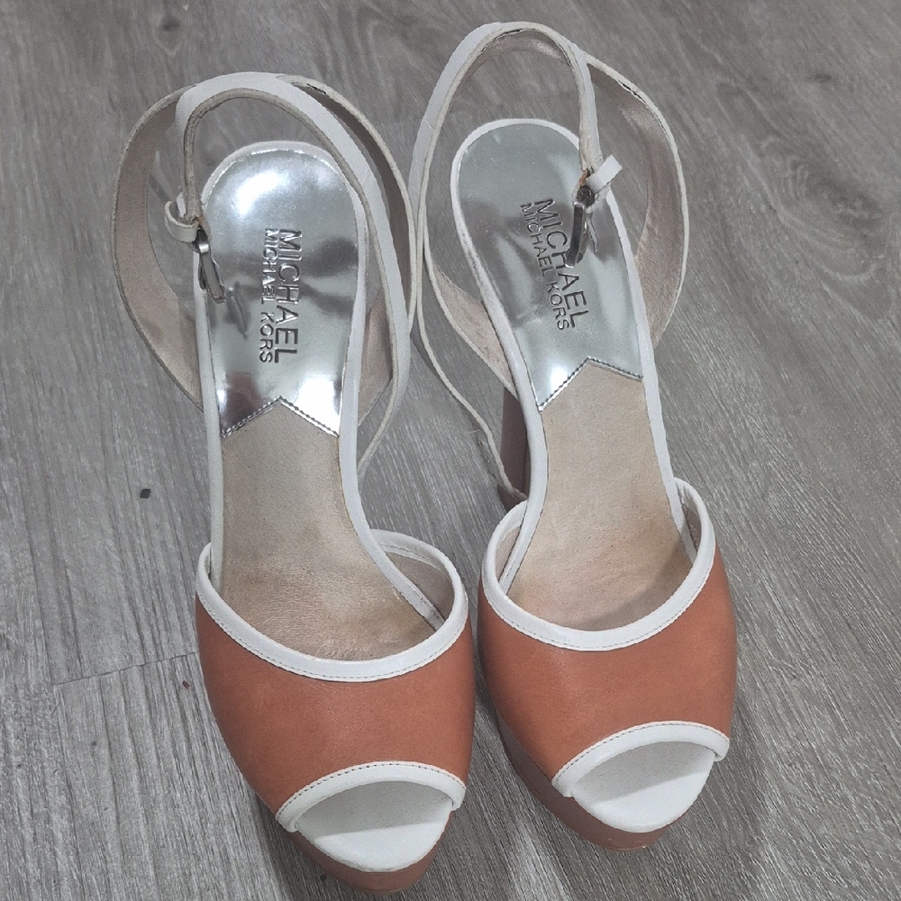 Michael Kors Orange and White Heels